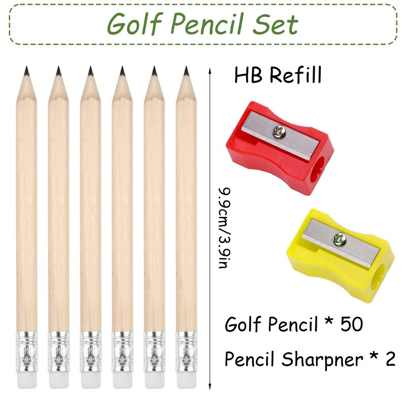 Mini Pencils, 50pcs, 10cm Long, HB Small Pencil with Rubbers,