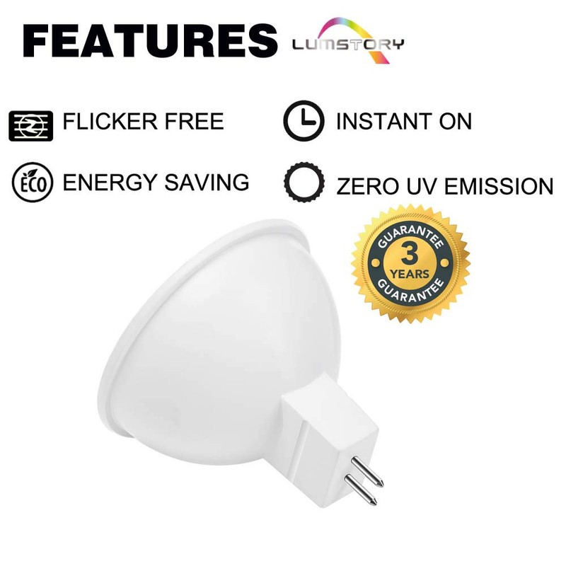 LumStory MR16 LED Bulb 5000K Daylight 12V GU5.3 Bipin Base