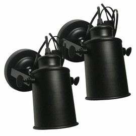 kylynly Industrial Track Lighting Ceiling Spotlight, Matt Black Vintage Wall Mount Lights, Rotate Head, Plug in E26 Base, Decor for Indoor Living Bedroom or Loft Cafe bar Lighting 2 Pack (No Bulb)