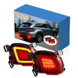 Vektoris LED Rear Bumper Reflector Light Brake Lamp for Toyota Highlander 2014-2018 models, 3 in 1 Red Lens Tail Lights with DRL/Brake Light/Turn Signal Lamp, 2Pcs Fog Driving Lamps (LH+RH)