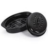 13” Roaster Pan with Lid and Rack, Small Enamel Roaster