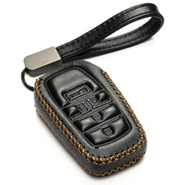 Vitodeco Genuine Leather Smart Key Fob Case Cover Protector Compatible for Toyota Sienna (2021 - 2026 Models) - 5-Button, Black