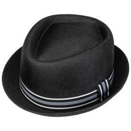 Lipodo Pork Pie Fabric Hat - Classic Look - Fabric Hat - Sun Hat with Grosgrain Ribbon and Bow - Men - Spring/Summer, black