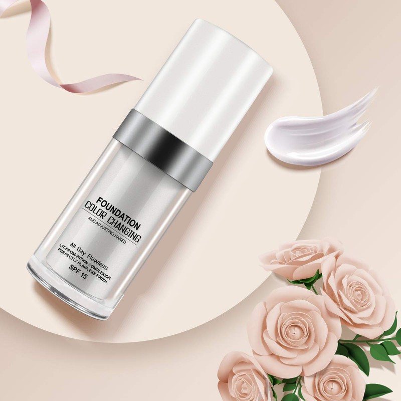 30ML Flawless Colour Changing Warm Skin Tone Foundation,Naturally Blends Moisturizing