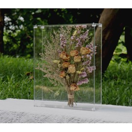 MarccTipton 13x16 Acrylic Shadow Box, Assemble Display Case, DIY Tabletop/Wall Mount Display Frame, All Clear Memory Box for Dried Flowers/Kids Room/Birthday/Wedding/Party(13x16x3”, Assemble Frame)