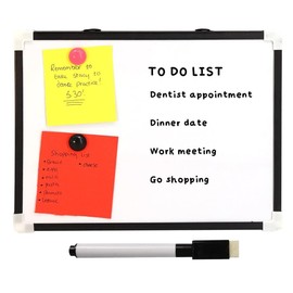 A4 Dry Wipe Magnetic Whiteboard, Pen, Eraser and 2 Magnets - Portable Mini Office Notice Memo White Board, Easy Hang String Attachment, Magnetic Desk Whiteboard (5 Piece Magnetic Whiteboard)