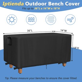 Iptienda Outdoor Bench Cover, 36inch Waterproof Wooden Bench Cover Rectangle for Patio Teak Bench Farmhouse, Black-36 L x 14" W x 18" H