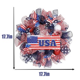 RHTDXC Patriotic Wreaths for Front Door, 4th of July Decorations, Summer Outdoor Wreath for Front Door, Patriotic Decorations (Flag)