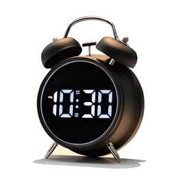 joujong Extra Loud Alarm Clock for Heavy Sleepers Adults, Teens,Kids,Cute Retro Metal,Old Fashioned with Twin Bells,Battery Operated or Plug in,Small Digital Desk Clock