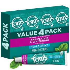 Tom's of Maine 4 PACK - Tom's of Maine Antiplaque & Whitening Toothpaste 4.5 Oz