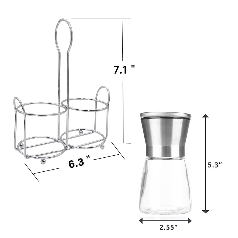 Premium Stainless Steel Salt and Pepper Grinder Set - Short