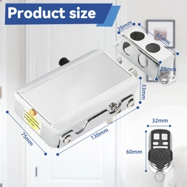 Remote Control Deadbolt Lock, Anti-Theft Keyless Remote Control Door Lock with 4 Remotes Contol and App. Remote Door Lock fit for Home, Hotel, Apartment, RV Security etc, 1-Year WA/RY