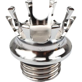 Motorcycle King Crown Gas Cap Fuel Tank Cover Right-hand Thread Reservoir Oil Cap Aluminum for Harley Sportster XL 1200 883 48 Road King Softail Dyna Touring (Chrome)