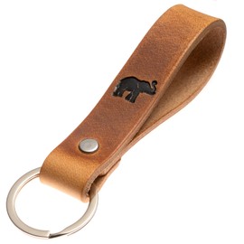 ELBERCRAFT® Leather Key Fob Organiser for Your Key Bag Keychain Made in Germany Brown Engraving Gold Black, elephant