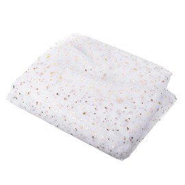 PATIKIL 10 Yards Tulle Fabric, 63inch Glitters Tulle Fabric Rolls Lace Sequin Ribbon Netting Stars Moon for Tutu Skirt Dress DIY Crafts Birthday Wedding Party Decoration, White