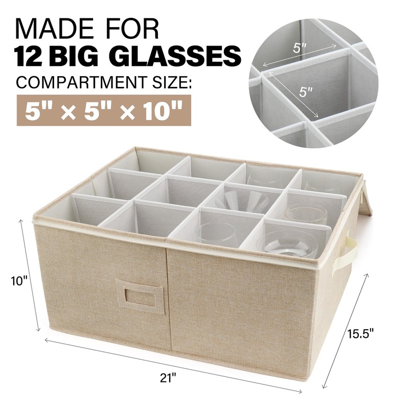 LotFancy Stemware Storage Container, Hard Shell, Large Wine Glass Storage