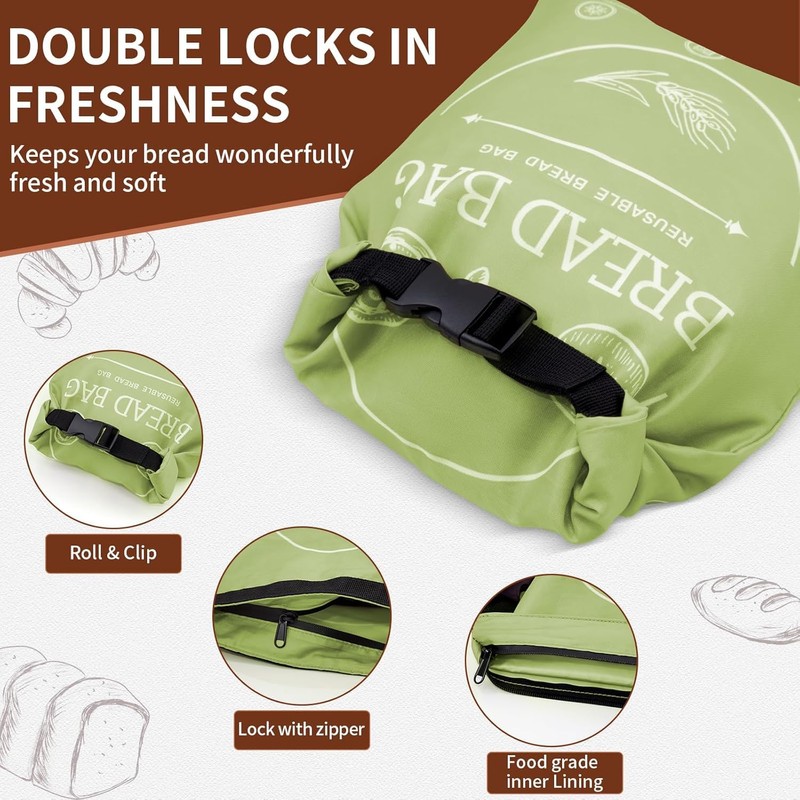 2 Pack Reusable Bread Bags for Homemade Bread with Beeswax