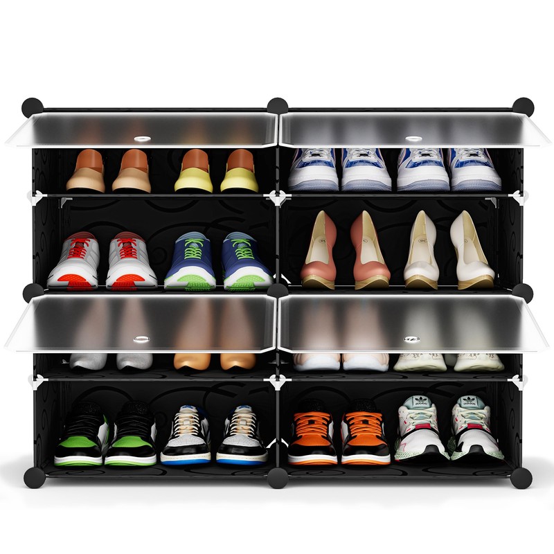HOMIDEC Shoe Rack, 4 Tier Shoe Storage Cabinet 16 Pair
