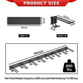 Ultrawall Ski Rack, Wall Mounted Ski Storage for Garage Storage Organizer System, 16 Pairs of Skis Holder for Home Shed, Holds Up to 600lbs