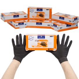 Pack of 100 M Disposable Gloves, Nitrile Gloves, Rubber Gloves, Disposable Gloves, Powder-Free, Latex-Free, Nitrile Gloves (M, Black, 100)