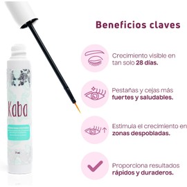 Kaba Serum Pestañas Tratamiento para Crecimiento de Pestañas con Pantenol y Biotina - Lash Serum Para Pestañas y Cejas más Fuertes, Voluminosas y Largas - Suero de Pestañas desde la Raíz