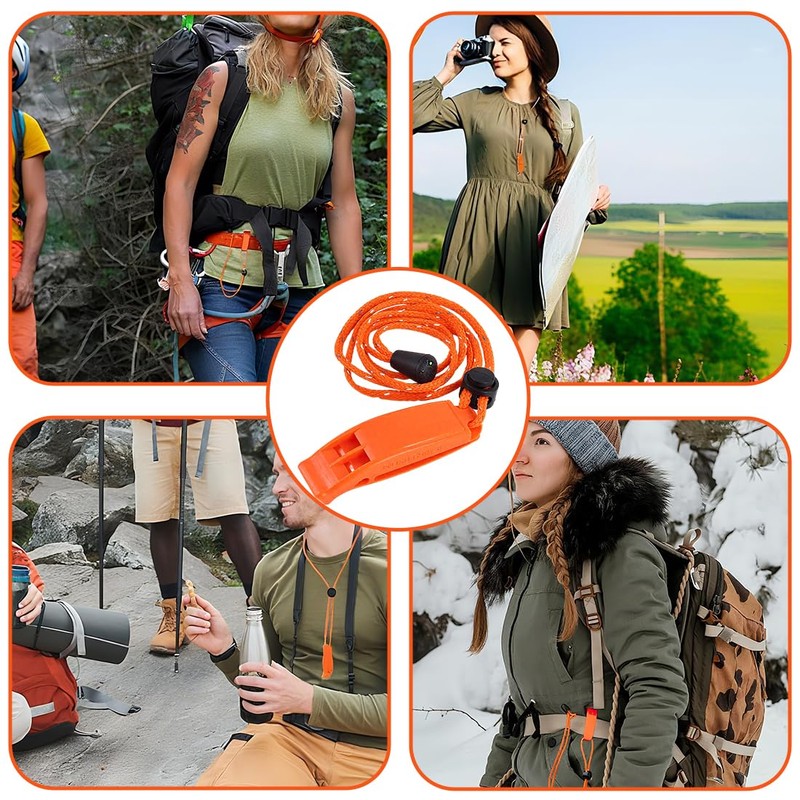 GXGM Pack of 3 with Reflective Rope, Whistle, Safety Whistle,