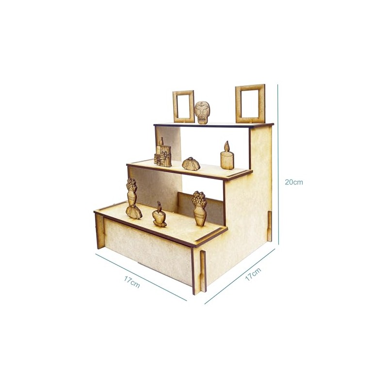 Genérico Altar Decorativo Ofrenda Día De Muertos Halloween MDF Mini