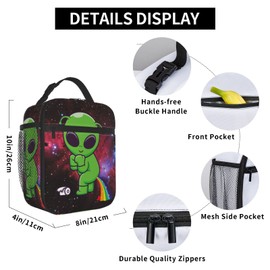 famliihw Alien Galaxy Lunch Box Reusable Insulated Lunch Bag Thermal Cooler Tote Bag For Kids Boys Girls Teen School Picnic Travel Hiking