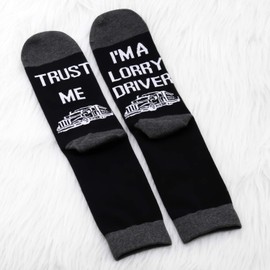 MYSOMY Truck Driver Socks 2 Pairs of Trust Me I'm a Lorry Driver Socks Funny Trucker Gifts Lorry Driver Appreciation Gifts (Trust Me I'm a Lorry Driver)