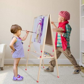 Easel for Kids,Art Easel,Kids Easel,Standing Art Easel, Kids Easel Sturdy Wooden Construction Easy and to Use Play for Office Chalkboard, Paper Roller,Multi Color