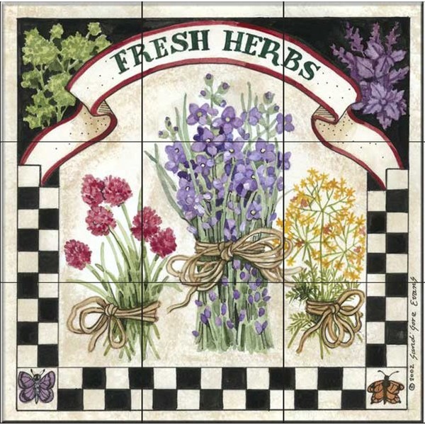 Ceramic Tile Mural - Fresh Herbs - by Sandi Gore Evans