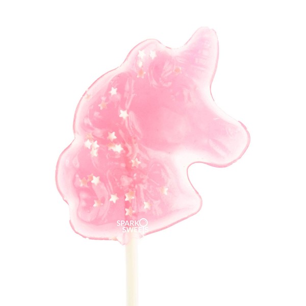 Sparkly Silver Star Pink Unicorn Shape Lollipops, 24Piece, Juicy Watermelon