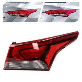 Tsomony - For 2017 2018 2019 Hyundai Accent Halogen Right Tail Light Rear Outer Lamp Passenger Side Replacement Red Housing Clear&Red Lens