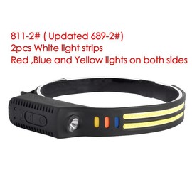 LED Headlamp Rechargeable - 230° COB Super Bright Head Lights for Forehead, Hard hat Light Strap for Adults - USB Headband Flashlight for Ourdoor, Working, Hiking, Running, Camping, Fishing Gear:_812-2_WH & RD