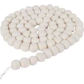 Orchid & Ivy 7 Foot White Wool Felt Ball Pom Pom Garland - Vintage Christmas Tree Decor Holiday Party Banner Decoration for Wall, Crafts, Kids Room