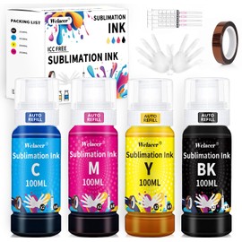 Sublimation Ink 400ML Refilled Bottles for ET-2800 ET-2803 ET-15000 ET2400 ET4800 ET-2850 ET-4950 ET8550 WF7710 WF-7820 WF-7840 etc.High-Yield Inkjet Printers Heat Press Transfer on Mugs.