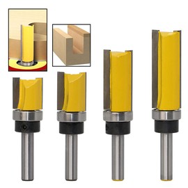 ASNOMY 4 x Flush Cutter with 8 mm Shank, Copier Router, Groove Cutter, Rod Cutter, Made of Steel, Wood Cutter, Professional Cutter, Woodworking Cutting Tool, Wood Cutter Router Bit