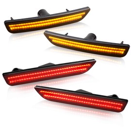 NDRUSH - Luces de marcador laterales delanteras de color ámbar LED, luces de parachoques traseras, reflectores compatibles con Ford Mustang 2010-2014, paquete de 4