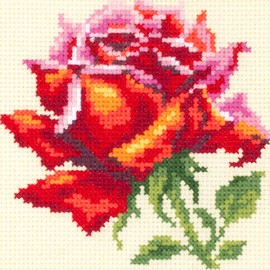 Magic Needle 150-003 ZW Red Rose Counted Cross Stitch Kit Zweigart Edition, Cotton, Multi-Colour, 11 x 11 cm