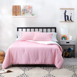 LINENSPA All Season Hypoallergenic Down Alternative Microfiber Comforter, Oversized Queen, Pink