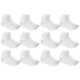Fruit of the Loom Men's 12 Pair Pack Dual Defense Cushioned Socks, White, 6-12