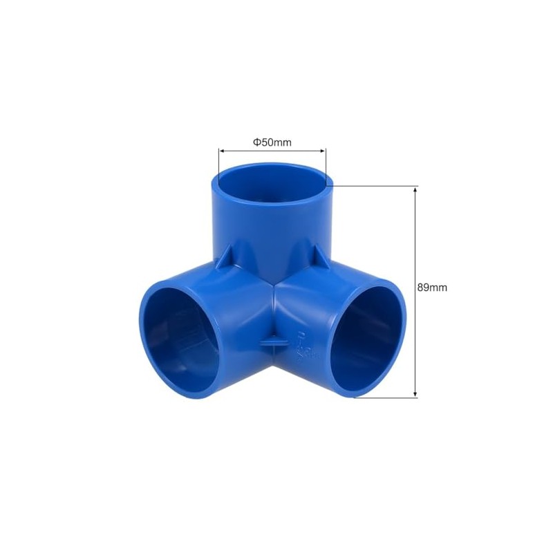TOP-VIGOR 2Pcs 50mm 3 Way Elbow PVC Pipe Fitting, Tee