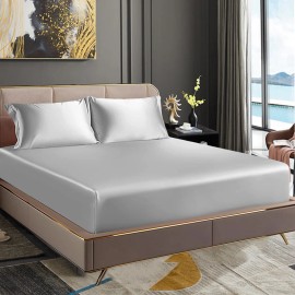 USA Ready Goods Satin Bed Sheet Good for Hair and Skin Bedding Set Wrinkle-Free Fitted Sheet 3 Piece Luxury Satin Bed Sheet Setsheet type: Fitted Bed Sheet, color: Gray, number of pieces: 3, Included Components: 1bedspread + 2 Pillow Cases, size: Twin