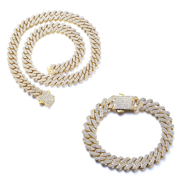 Halukakah 18k Real Gold/Platinum Plated Cuban Diamond Link Bracelet Necklace