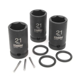 Kielder KWT-125-PO3 1/2" Mid-Size 21mm Scaffolding Impact Sockets (52mm Long) with Pin & O-Ring (3 Pack)