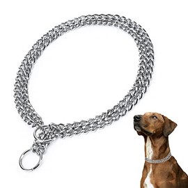 JIPIMON Dog Chain Collar Adjustable Stainless Steel Double Row Neck Chain Dog Training Collar for Small Medium Large Dogs (Small)