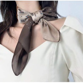 Office Scarf, Scarf, Neckerchief, 27.6 x 27.6 inches (70 x 70 cm), Bandana, Scarf, Bag, Handle, Pocket, Antique Style, Gentle Texture, Unisex, Hair Ornament, Bag Decoration, 1-gray