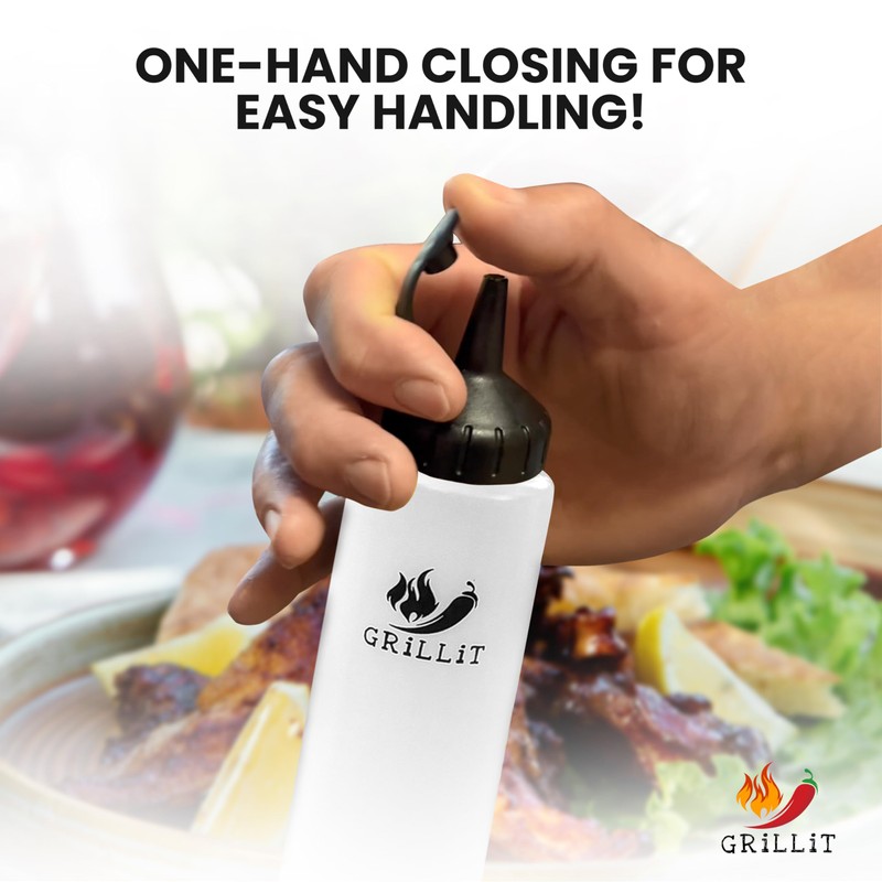 Squeeze Bottle (10 oz) for Sauces- Squirt Bottle for Liquids-