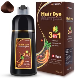 IIIMEIDU Tinte Para El Cabello Shampoo 3 En 1 Para Gris, Cabello Negro, Ingredientes Herbolarios Para Mujeres Hombres, Cobertura Gris 500Ml (Castaño) 