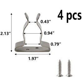 Semetall 4PCS Boat Hook Spring Clamp Holder 304 Stainless Steel Marine Spring Clip-Silver (Big)